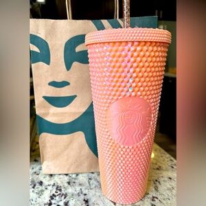 NWT Starbucks Orange Studded Tumbler 24oz
